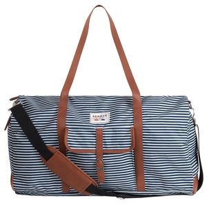 Official BENRUS nautical travel duffel - navy and white stripe.